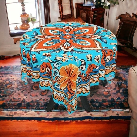 Boho Tablecloth | Vintage Tablecloth | Floral table cloth | Rectangle Square - Picture 3 of 10